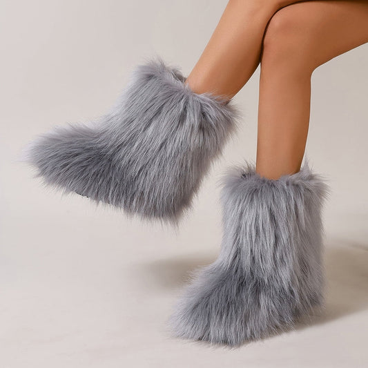 Luxury fur short boots