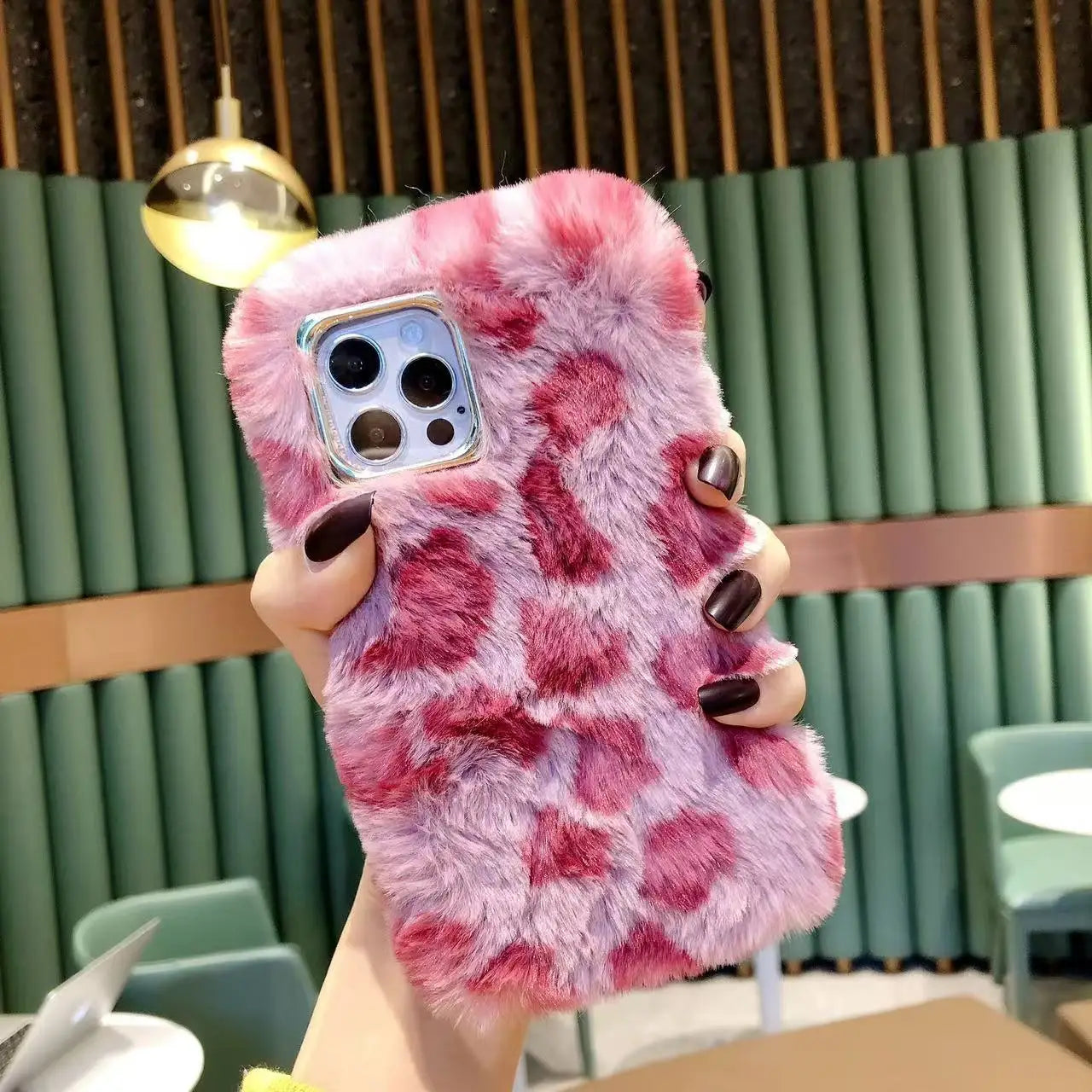 Plush Leopard Print Phone Case