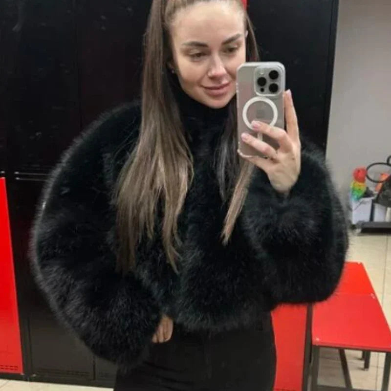 Furry Long Sleeve Fur Coat