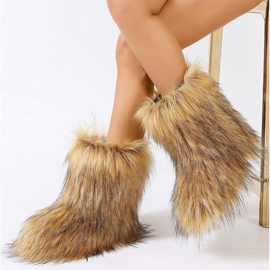 Luxury fur short boots