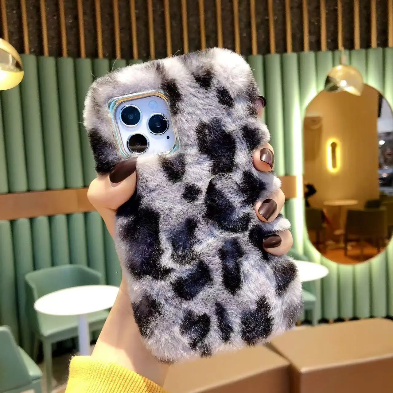 Plush Leopard Print Phone Case