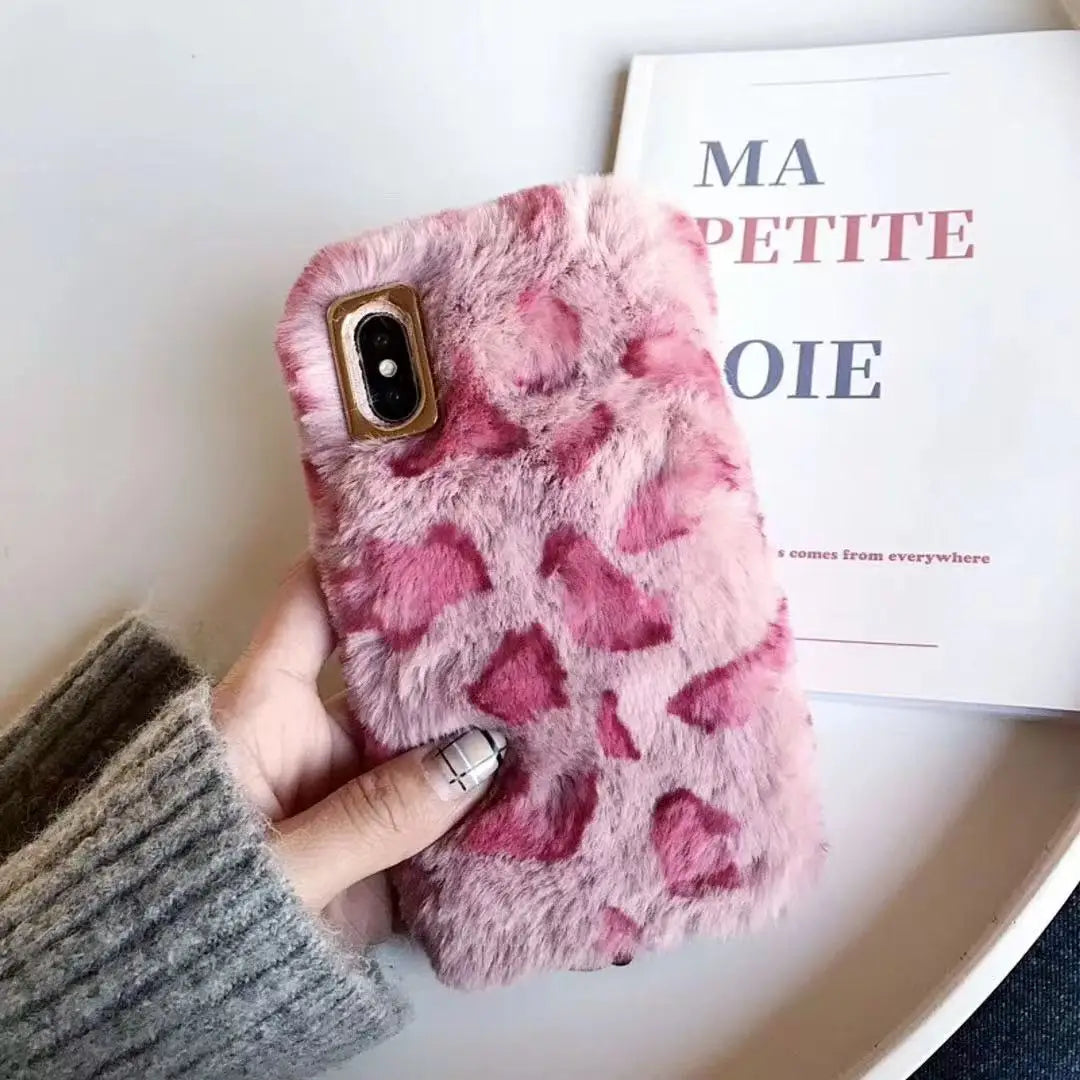 Plush Leopard Print Phone Case