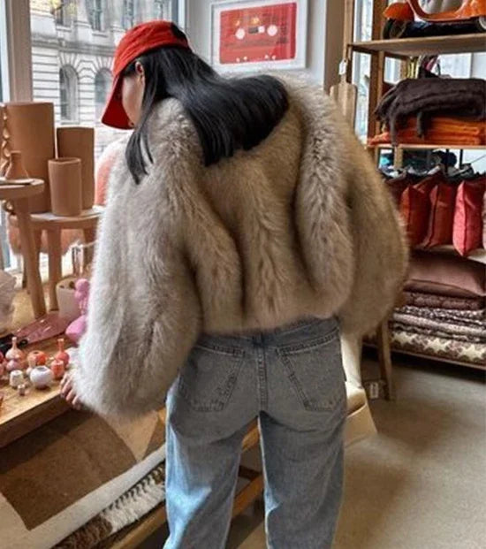 Furry Long Sleeve Fur Coat