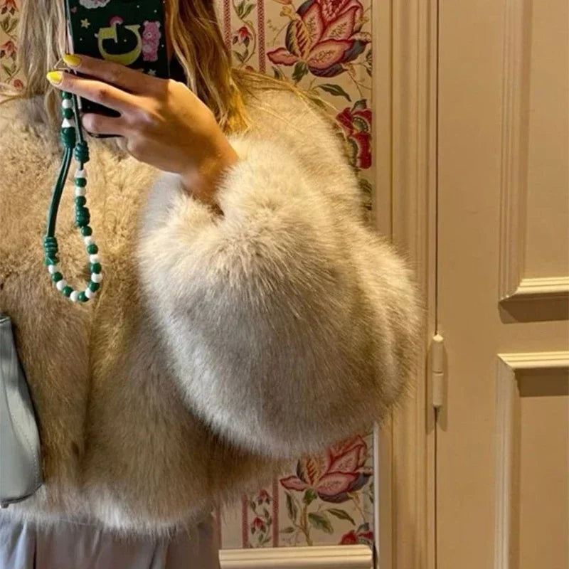 Furry Long Sleeve Fur Coat