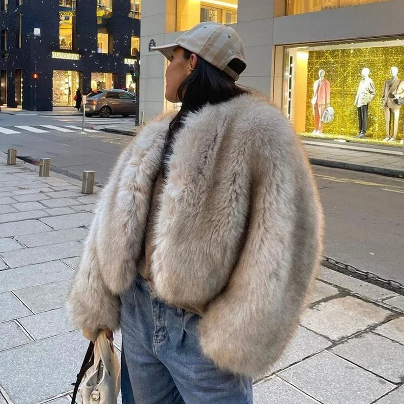 Furry Long Sleeve Fur Coat