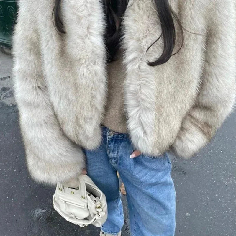 Furry Long Sleeve Fur Coat