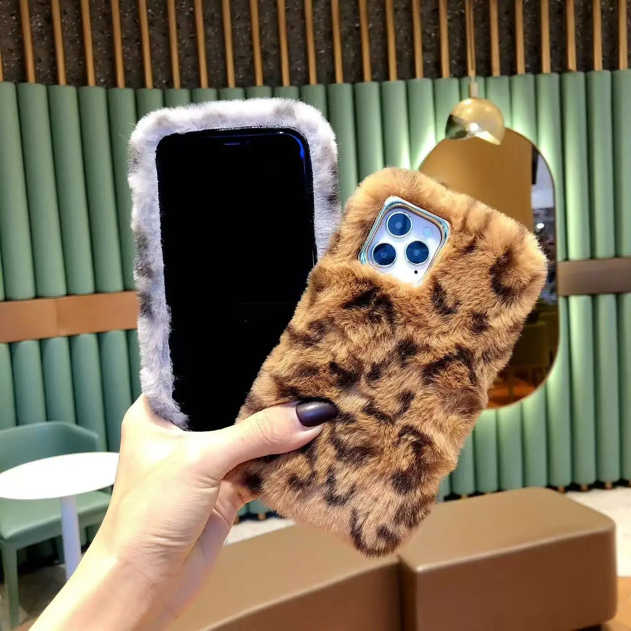 Plush Leopard Print Phone Case
