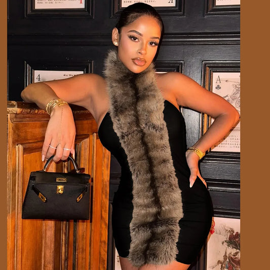 Fur Mini Dress