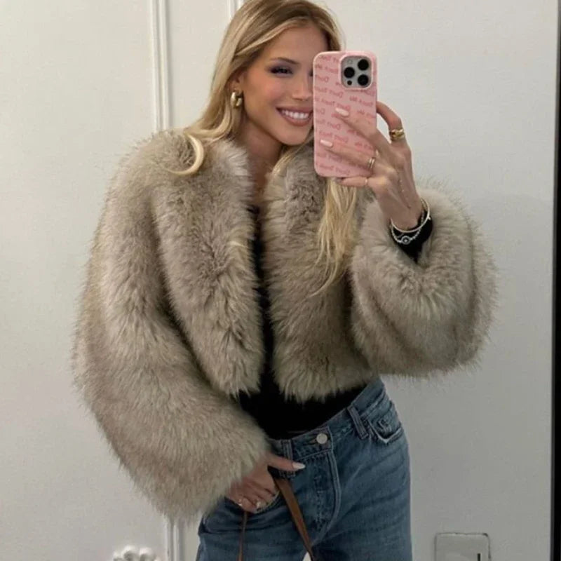 Furry Long Sleeve Fur Coat