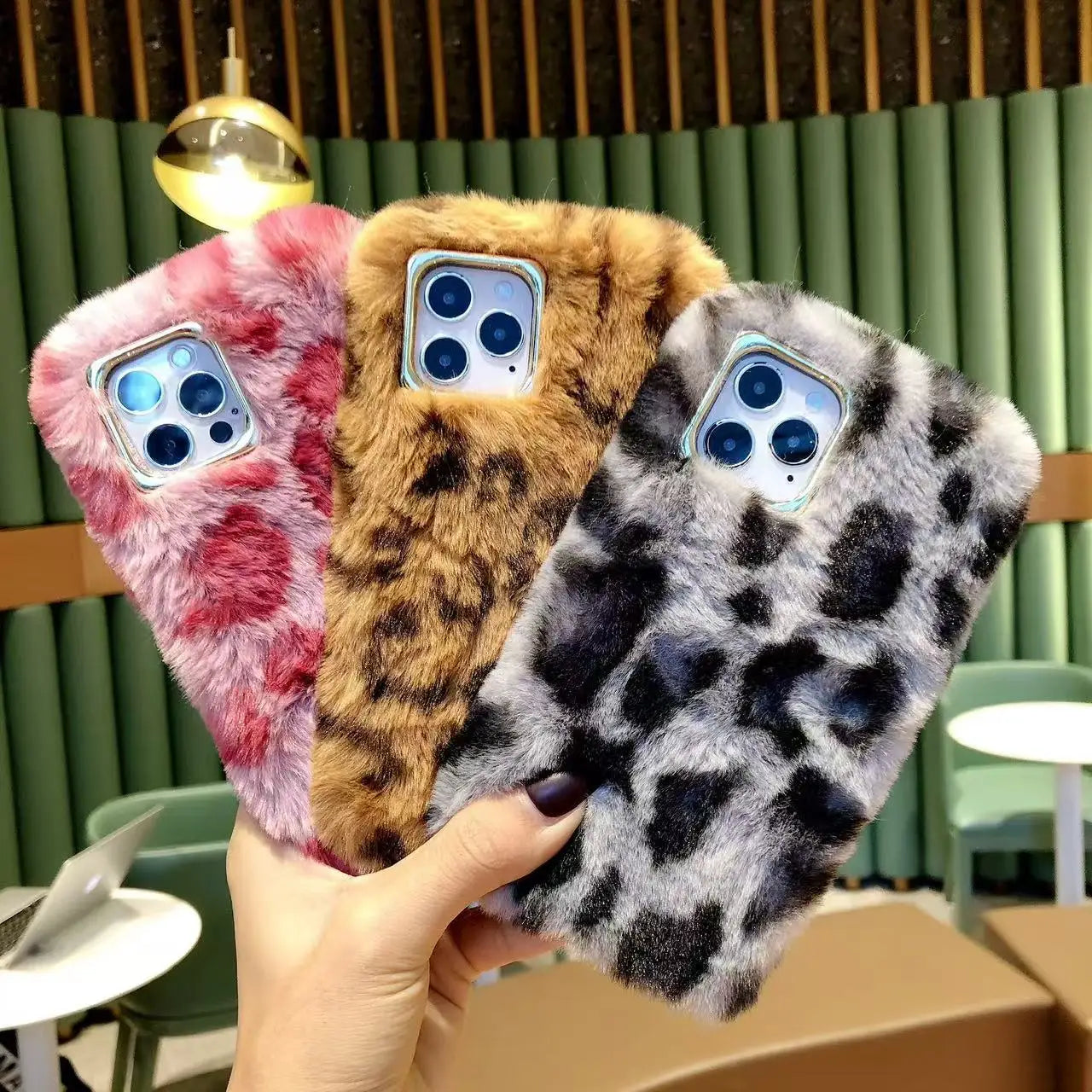 Plush Leopard Print Phone Case