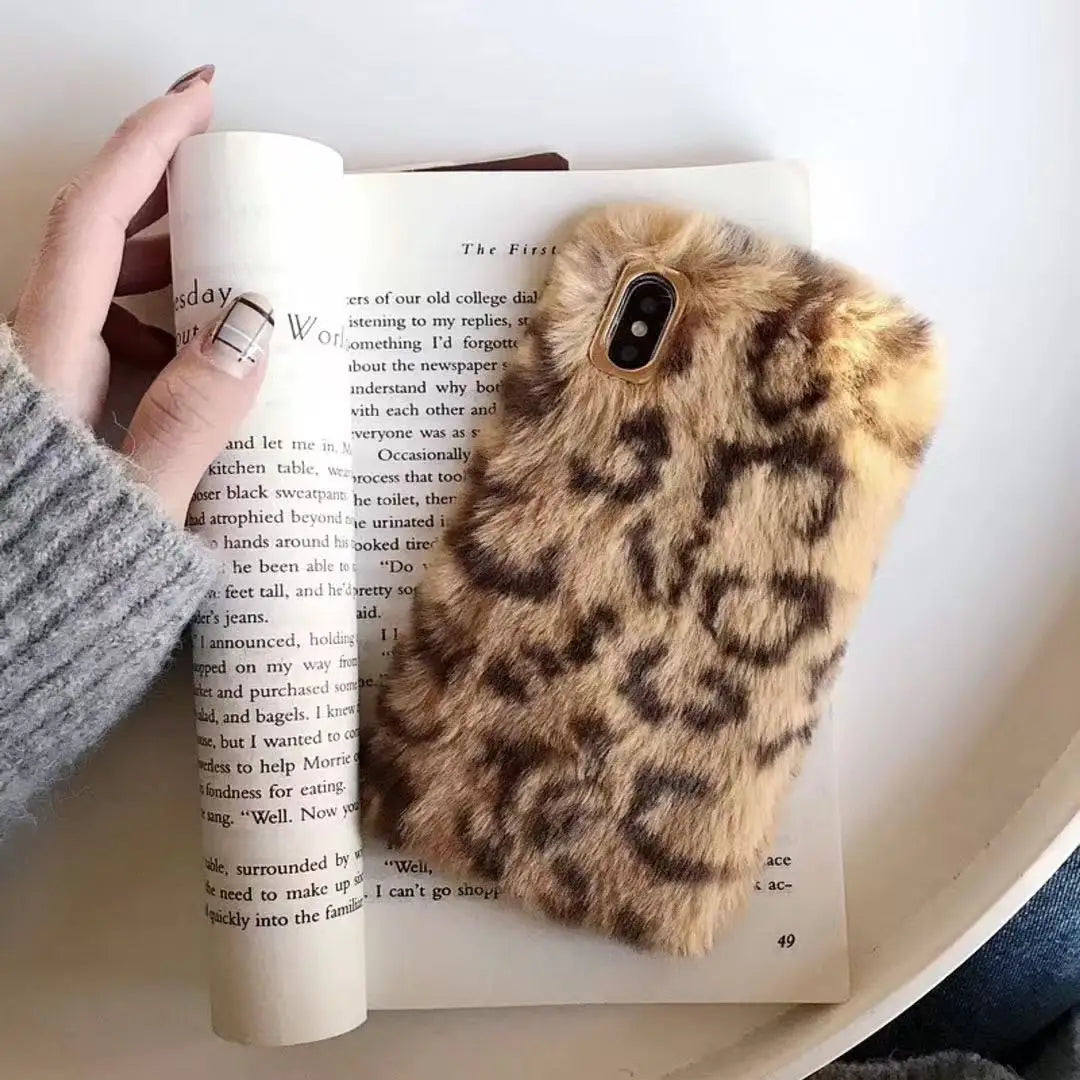 Plush Leopard Print Phone Case
