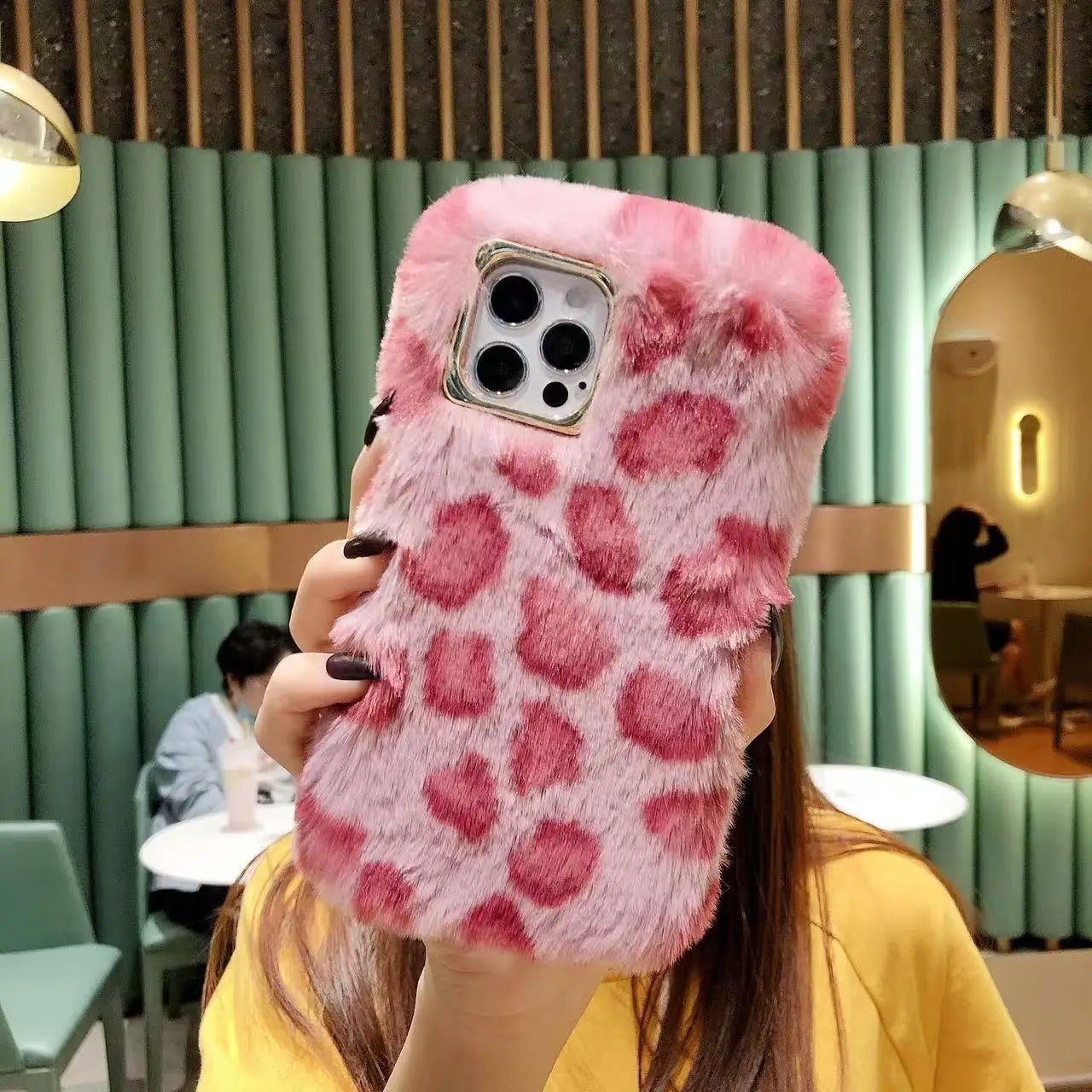 Plush Leopard Print Phone Case