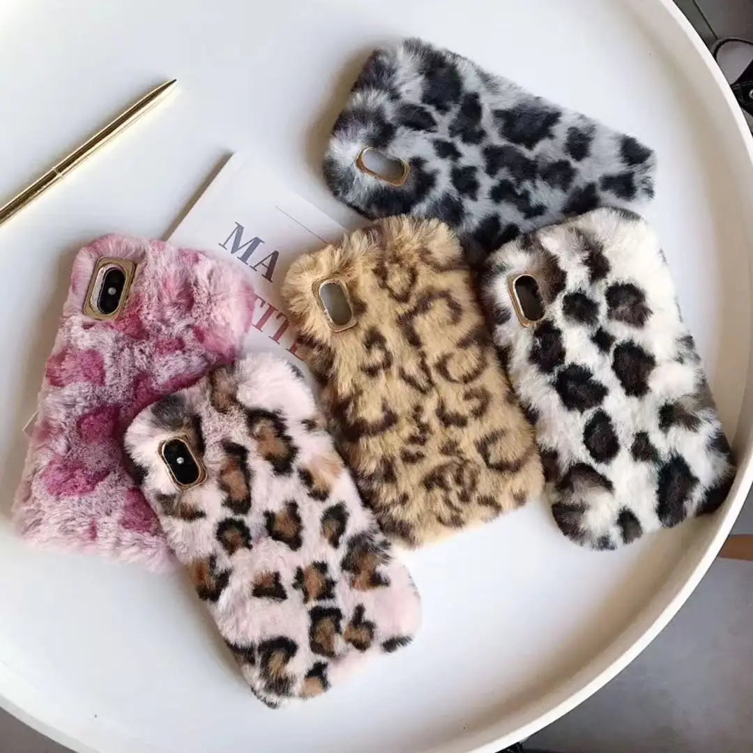 Plush Leopard Print Phone Case