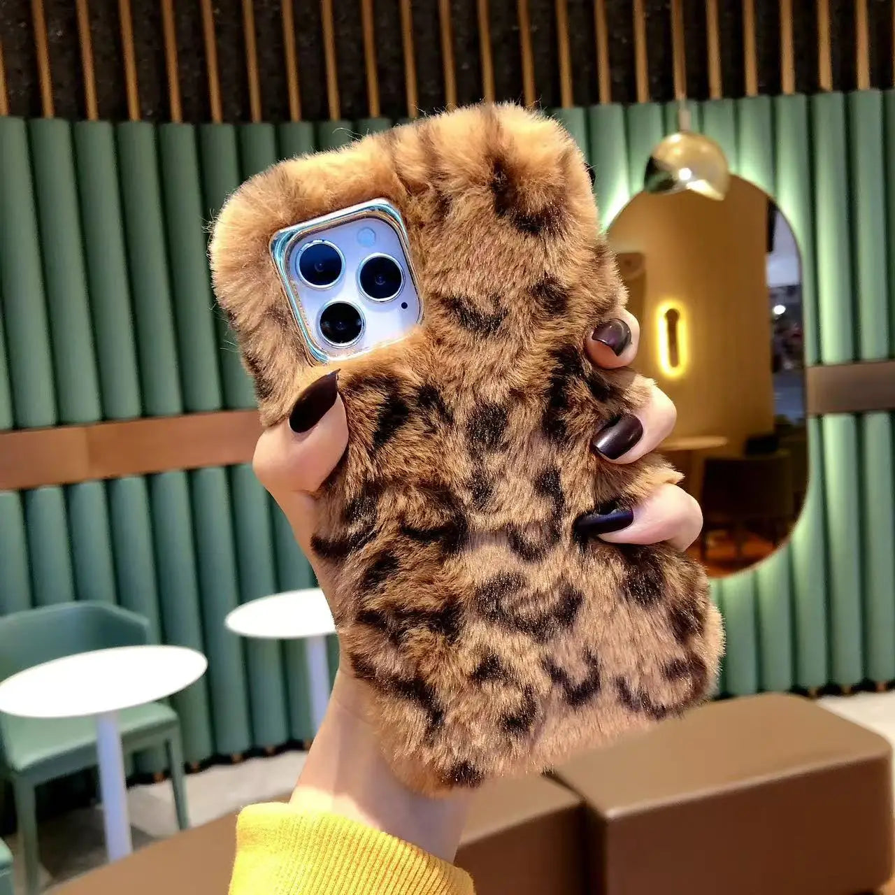 Plush Leopard Print Phone Case