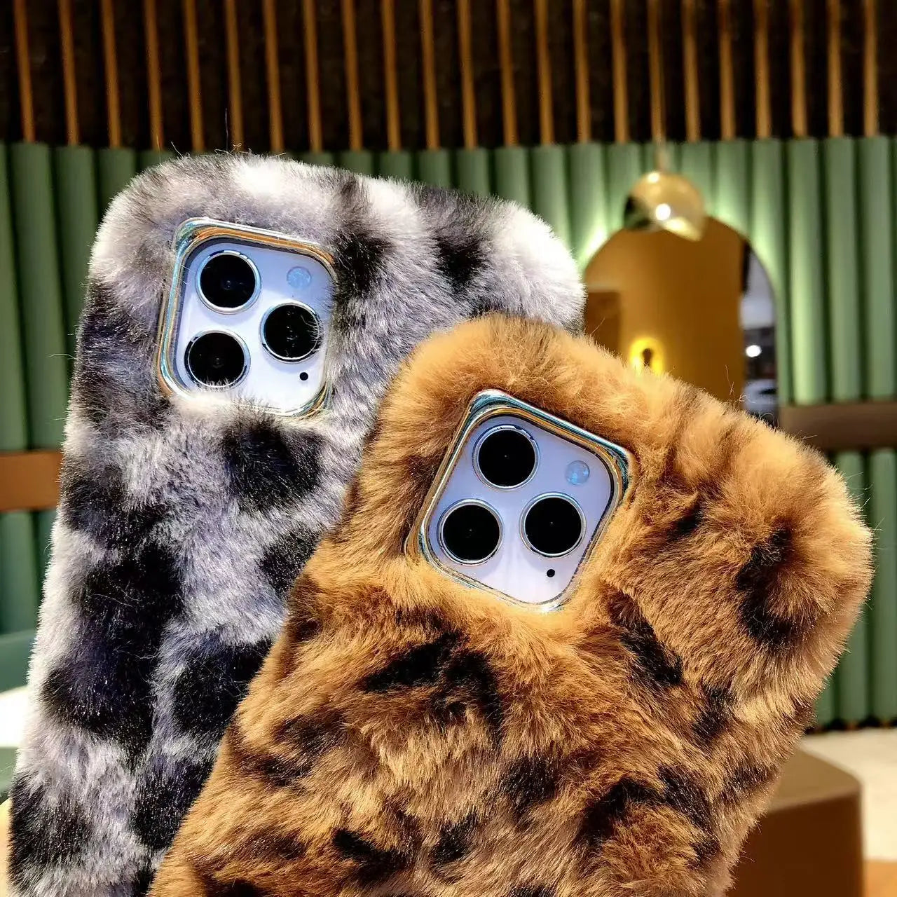 Plush Leopard Print Phone Case