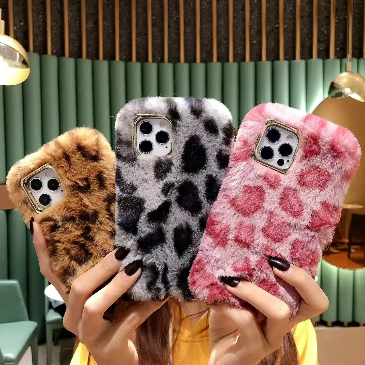 Plush Leopard Print Phone Case