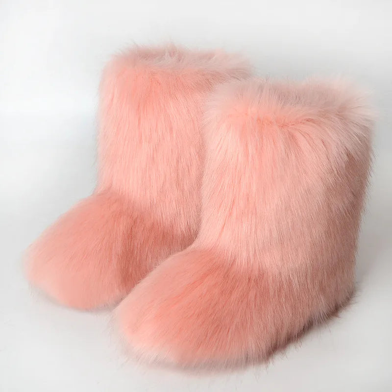 Luxury fur short boots
