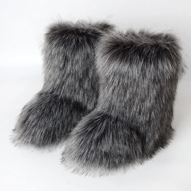Luxury fur short boots