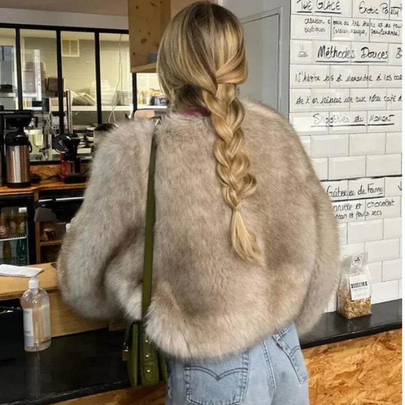 Furry Long Sleeve Fur Coat