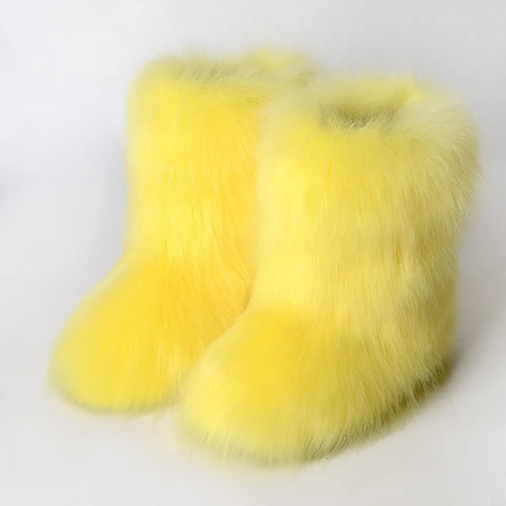Luxury fur short boots