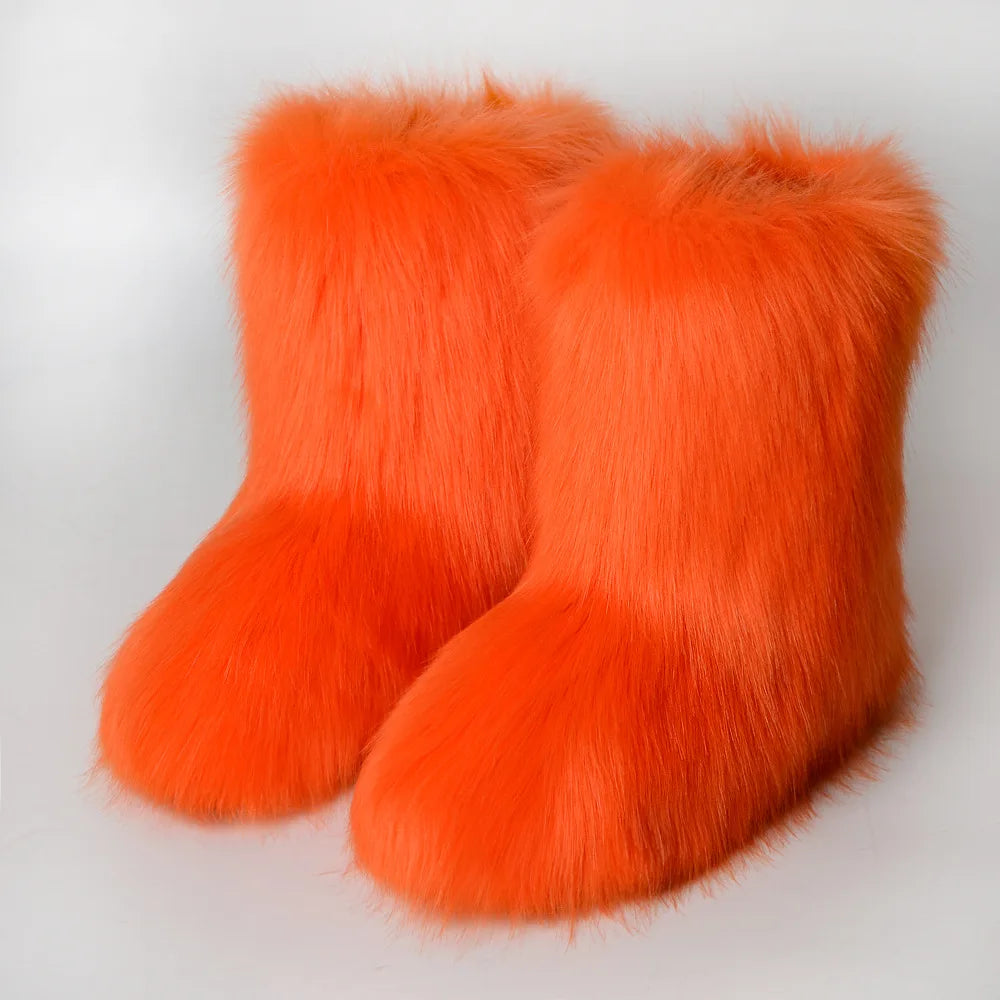 Luxury fur short boots