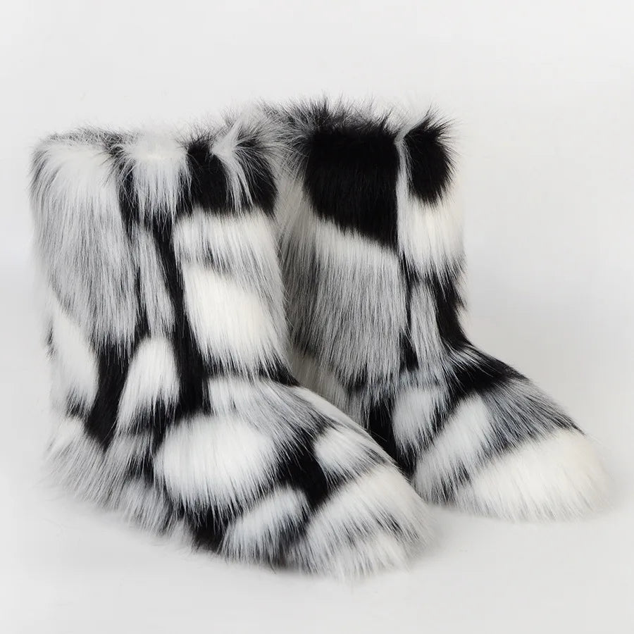 Luxury fur short boots